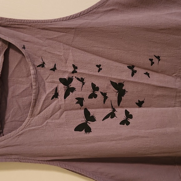 Gray bibs overalls with black butterflies. Size XL great condition - Picture 3 of 6